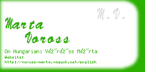marta voross business card